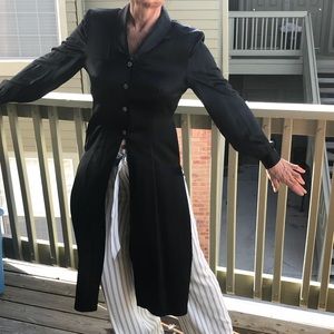 Vintage Black Satin Midi Top/Tunic w/jewel buttons
